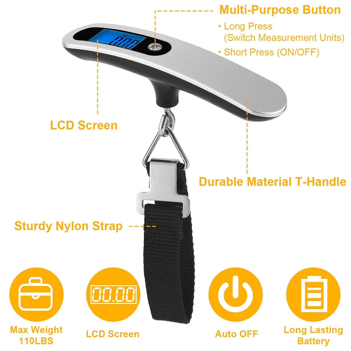 Portable Digital Luggage Scale 50kg - Travel Essential