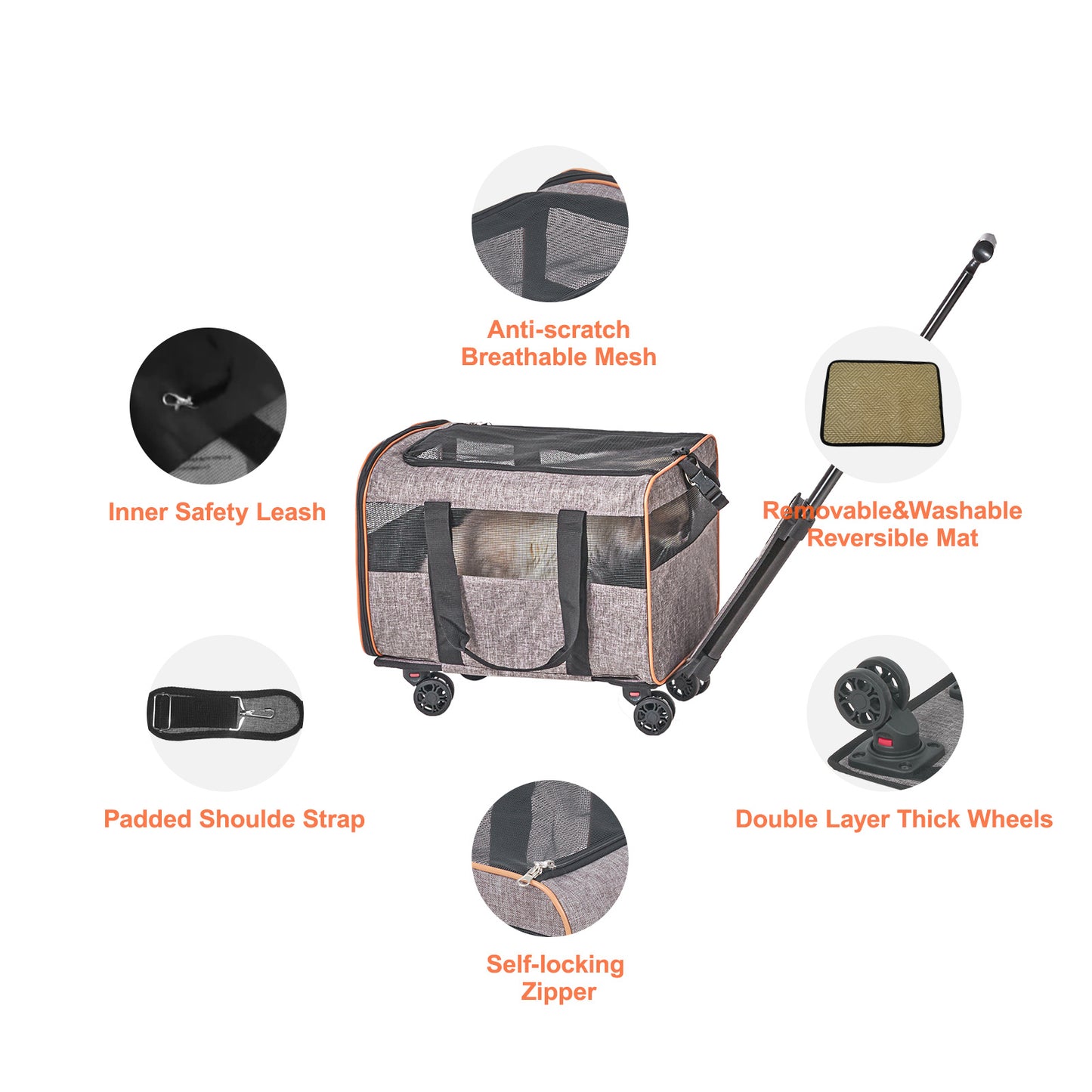 VEVOR Cat Carrier With Wheels