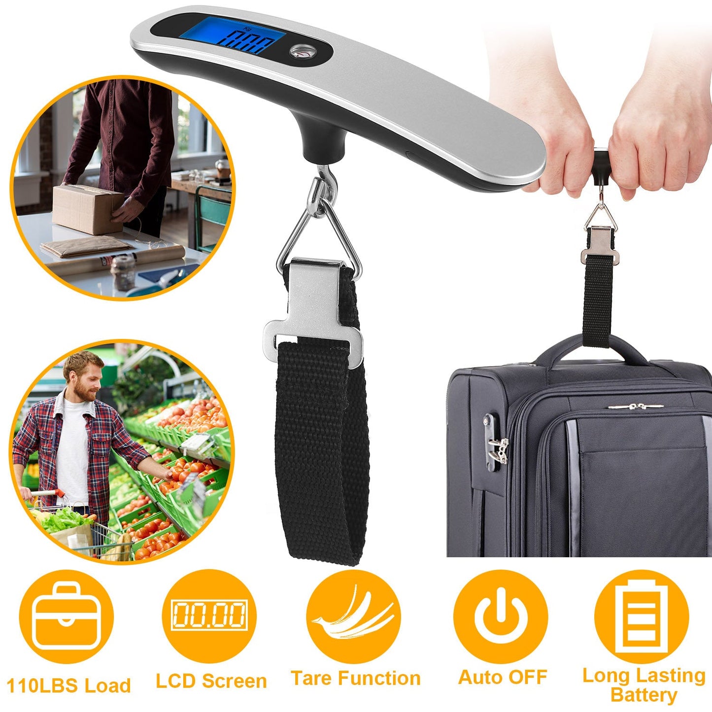 Portable Digital Luggage Scale 50kg - Travel Essential