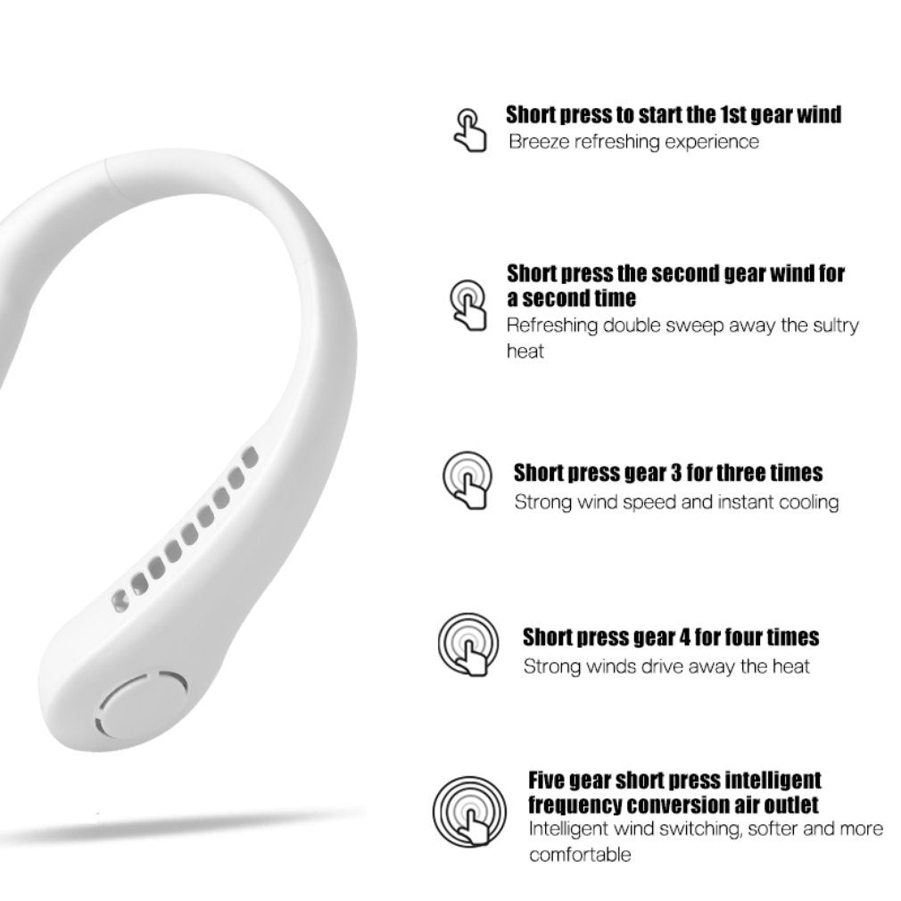 Mini Hanging Handheld Leafless Neck Fan - Portable & Silent