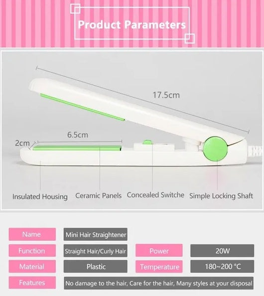 Mini Portable Hair Iron Curler | Ceramic Straightener