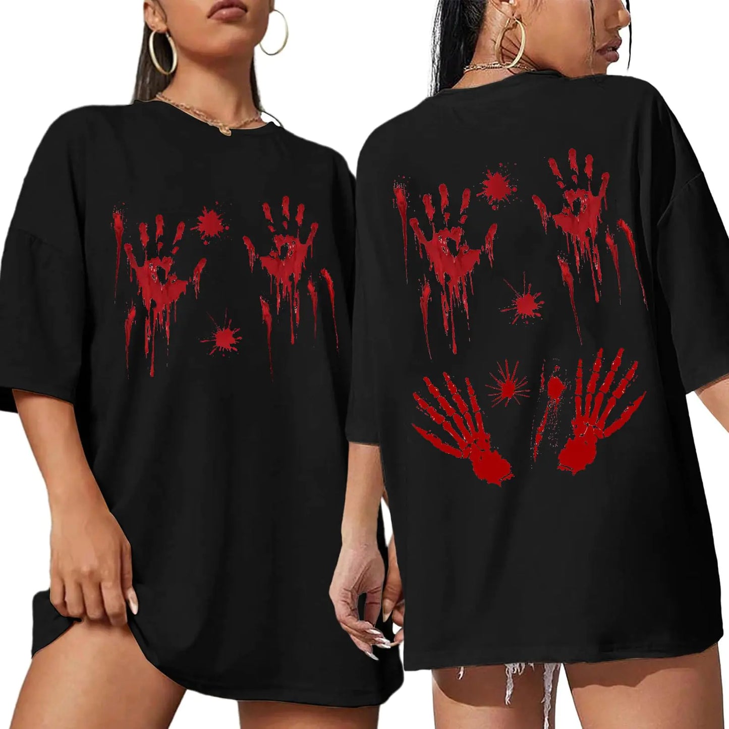 Women Halloween Horror O-Neck T-Shirt