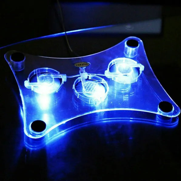 3 Fans USB Cooler Pad Stand with LED Light for Laptops