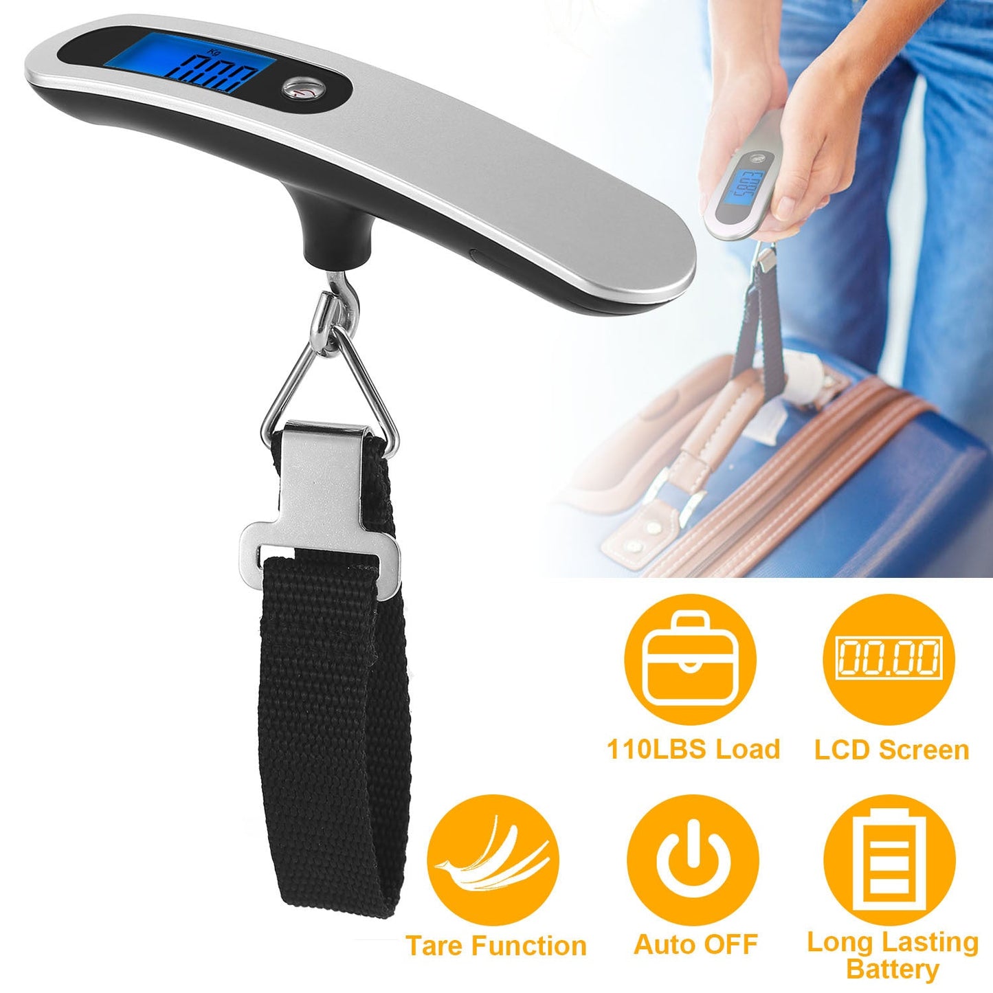 Portable Digital Luggage Scale 50kg - Travel Essential