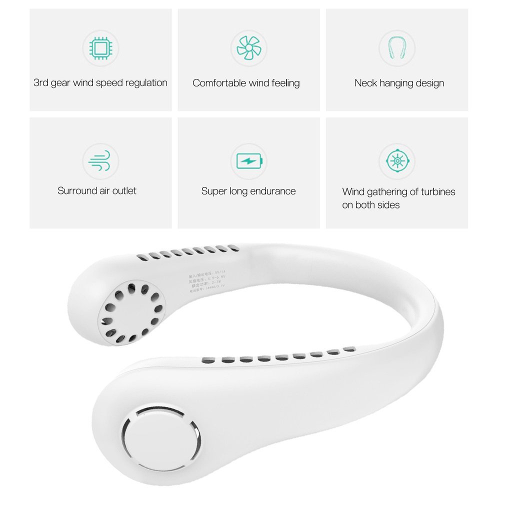 Mini Hanging Handheld Leafless Neck Fan - Portable & Silent
