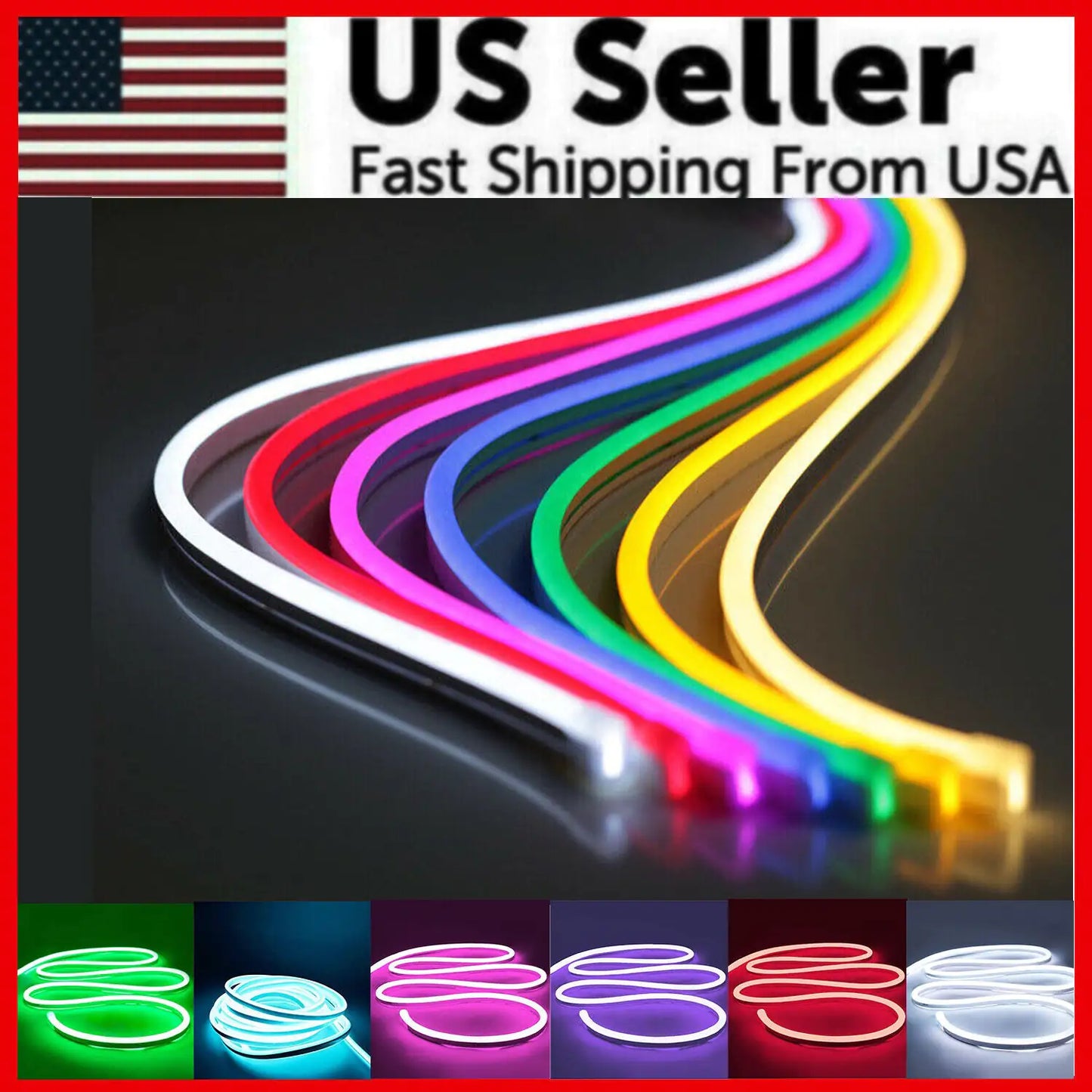 Flexible Sign Neon Lights Silicone Tube LED Strip Waterproof USA