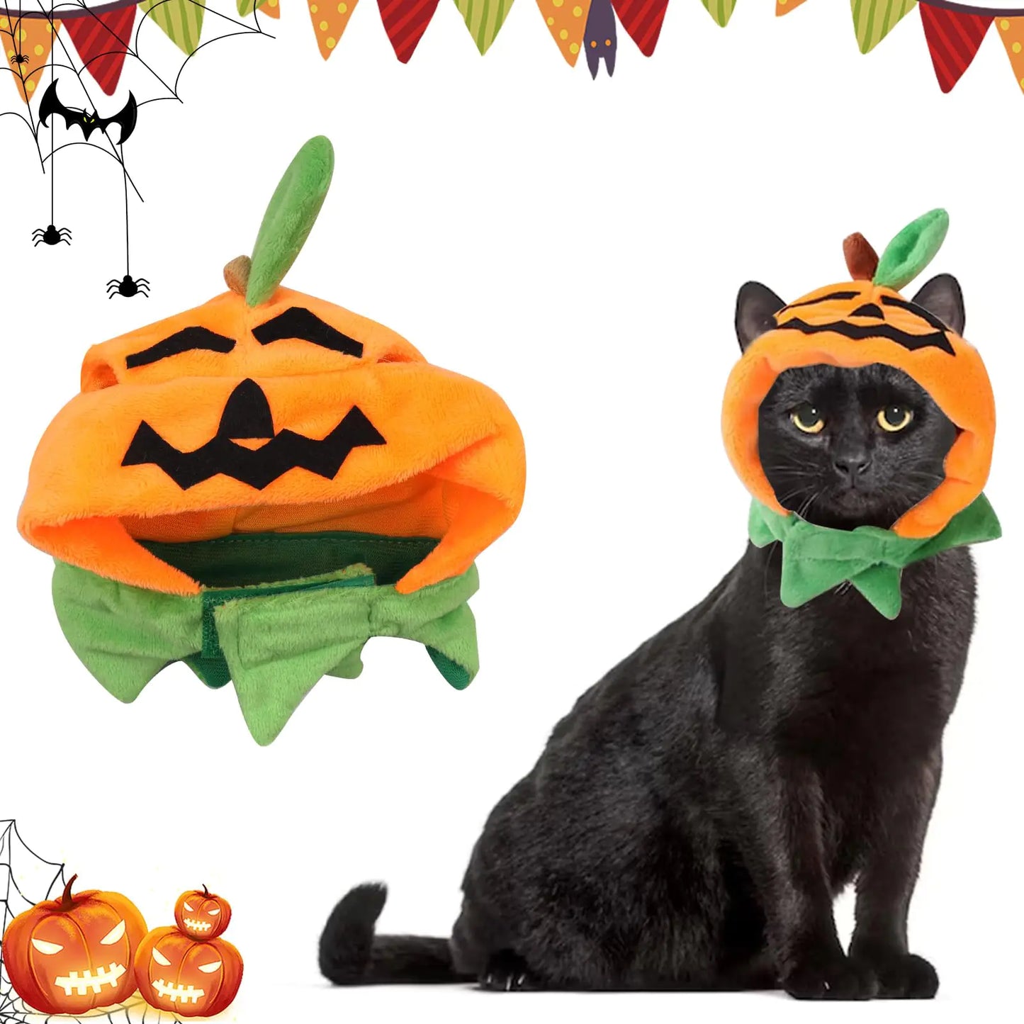 Halloween Cat Costume Hat Pumpkin