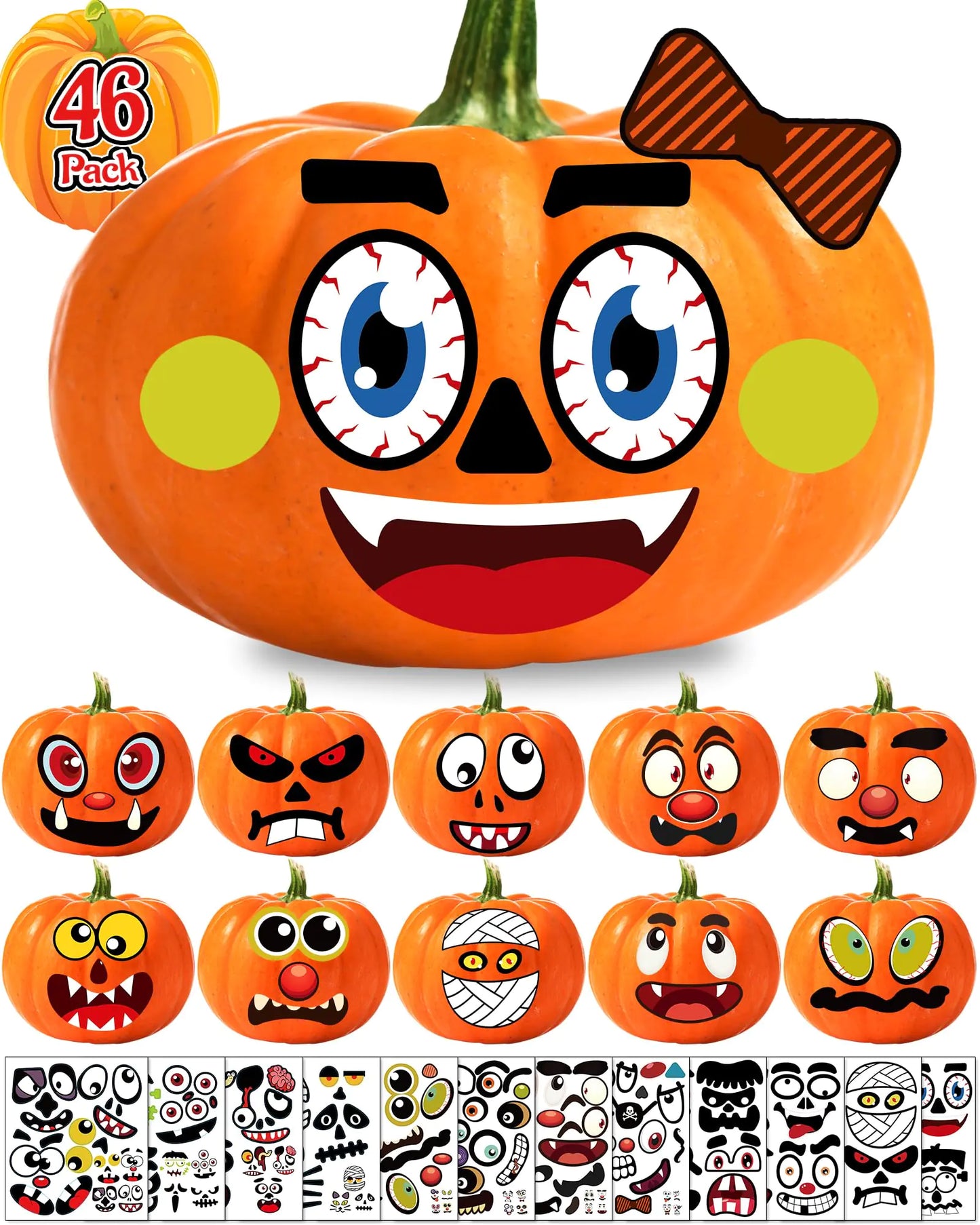 Benresive 46 Pack Halloween Pumpkin Stickers