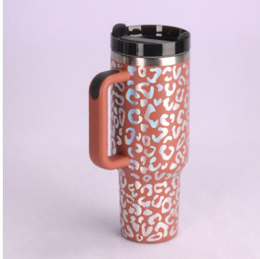 40 Oz Insulated Tumbler with Handle & Straw - Spill Proof