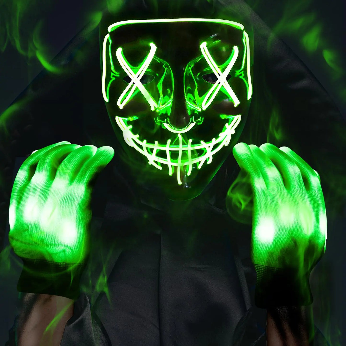 Max Fun Halloween Mask Glowing Gloves