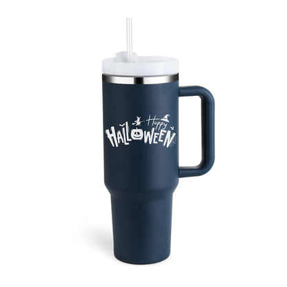 40 Oz Insulated Tumbler with Handle & Straw - Spill Proof
