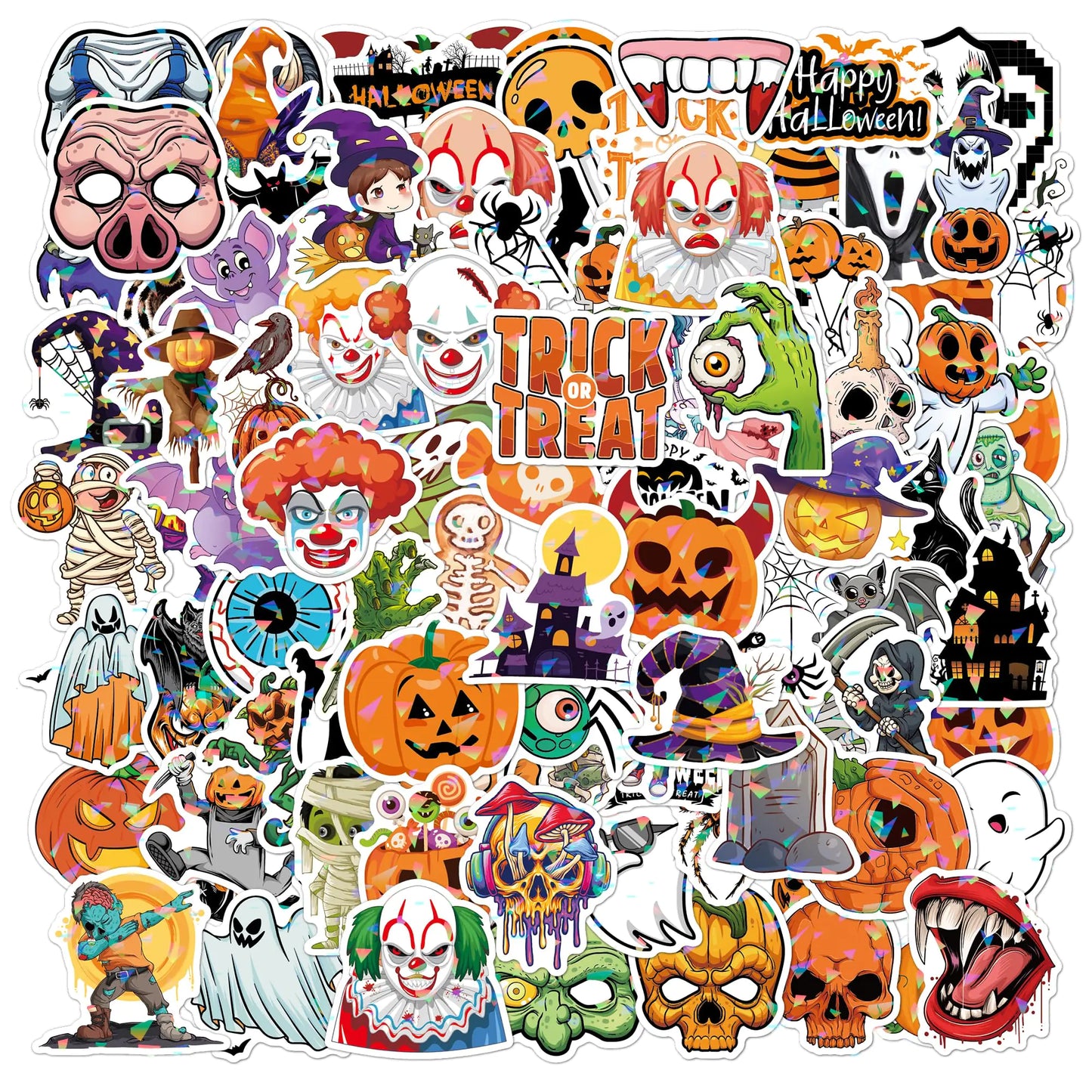 100 PCS Glitter Halloween Stickers