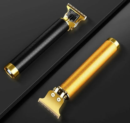 professional hair clippers trimmer with black and gold textured handles and titanium T blades